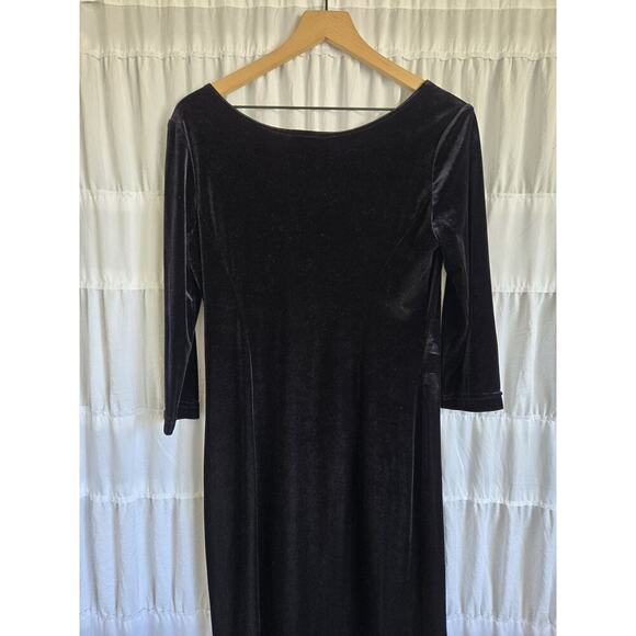 Scott McClintock Womens Vintage Size 8 Black Velvet Midi Dress 3/4 Sleeve Gothic - Picture 3 of 7